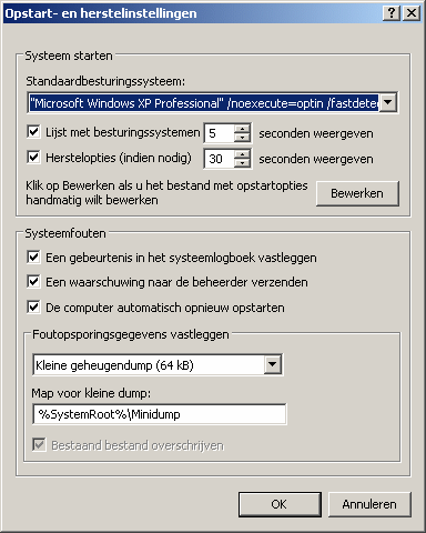 Opstarten hersteinstellingen